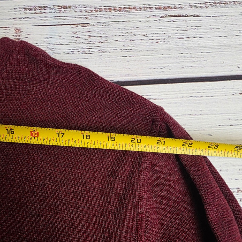 LL Bean Mens XL Tall Henley Shirt Burgundy Maroon Long Sleeve Waffle Knit Cotton - Picture 7 of 8